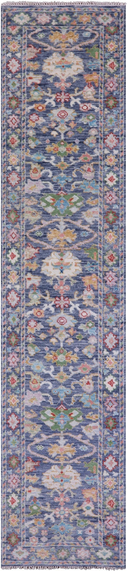 Grey Turkish Oushak Hand Knotted Wool Runner Rug - 2' 7" X 12' 3" - Golden Nile