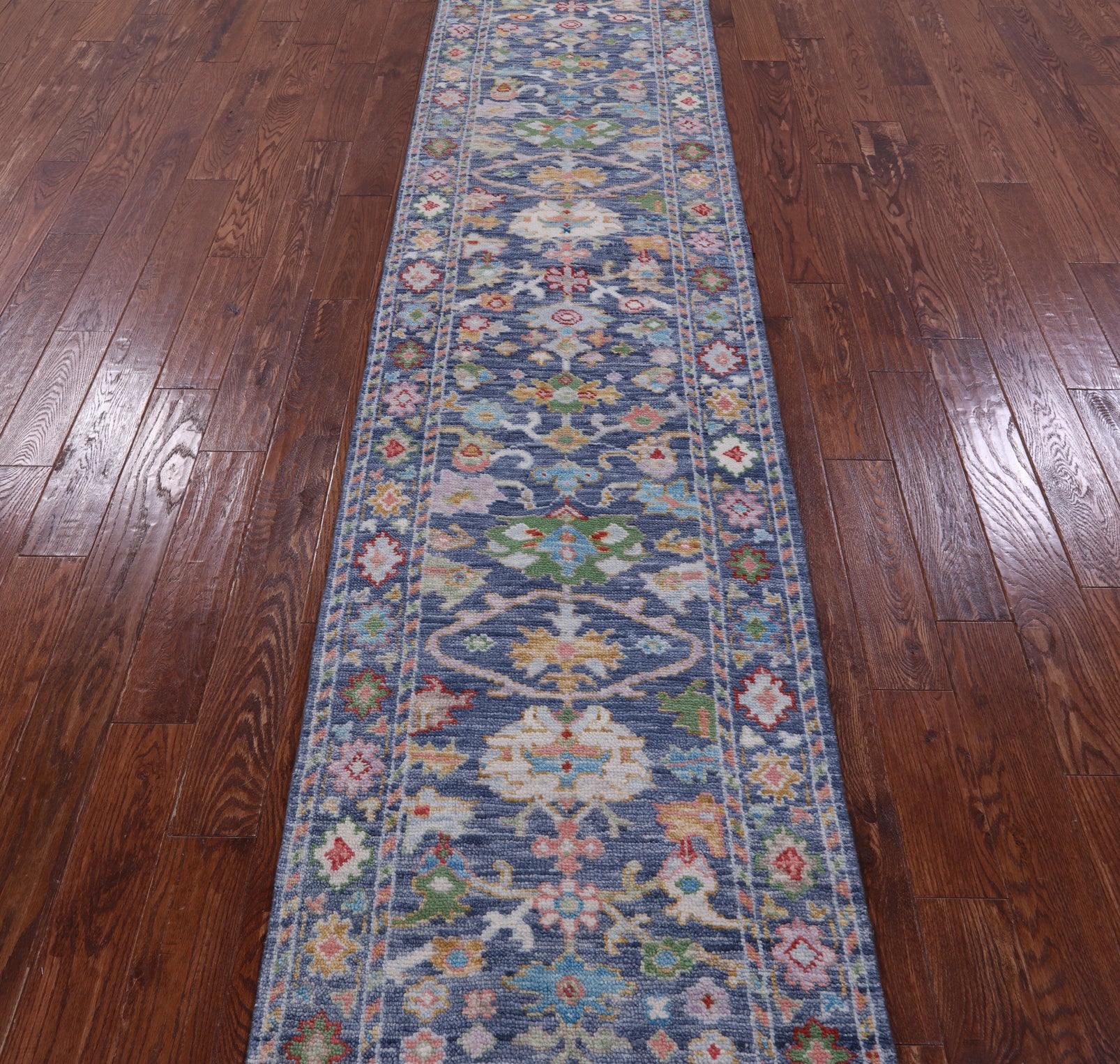 Grey Turkish Oushak Hand Knotted Wool Runner Rug - 2' 7" X 12' 3" - Golden Nile