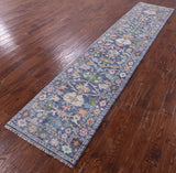 Grey Turkish Oushak Hand Knotted Wool Runner Rug - 2' 7" X 12' 3" - Golden Nile
