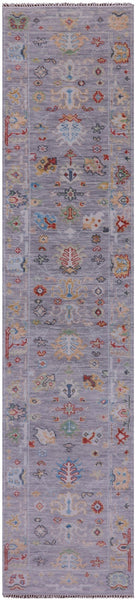 Grey Turkish Oushak Handmade Wool Runner Rug - 2' 7" X 12' 1" - Golden Nile
