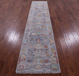 Grey Turkish Oushak Handmade Wool Runner Rug - 2' 7" X 12' 1" - Golden Nile