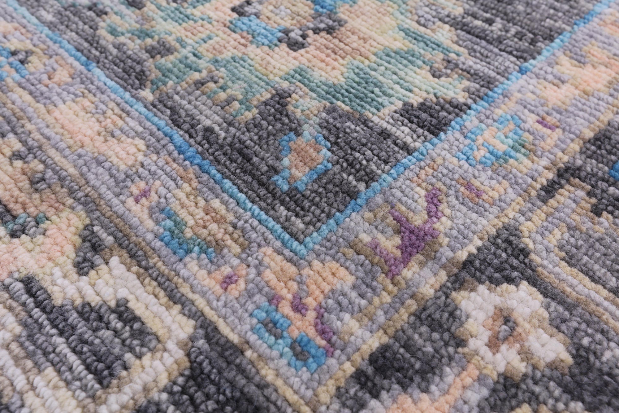 Grey Square Turkish Oushak Hand Knotted Wool Rug - 6' 0" X 6' 3" - Golden Nile