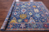 Blue Turkish Oushak Hand Knotted Wool Rug - 7' 11" X 9' 11" - Golden Nile