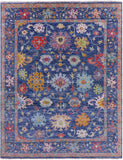 Blue Turkish Oushak Hand Knotted Wool Rug - 7' 11" X 9' 11" - Golden Nile