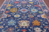 Blue Turkish Oushak Hand Knotted Wool Rug - 7' 11" X 9' 11" - Golden Nile