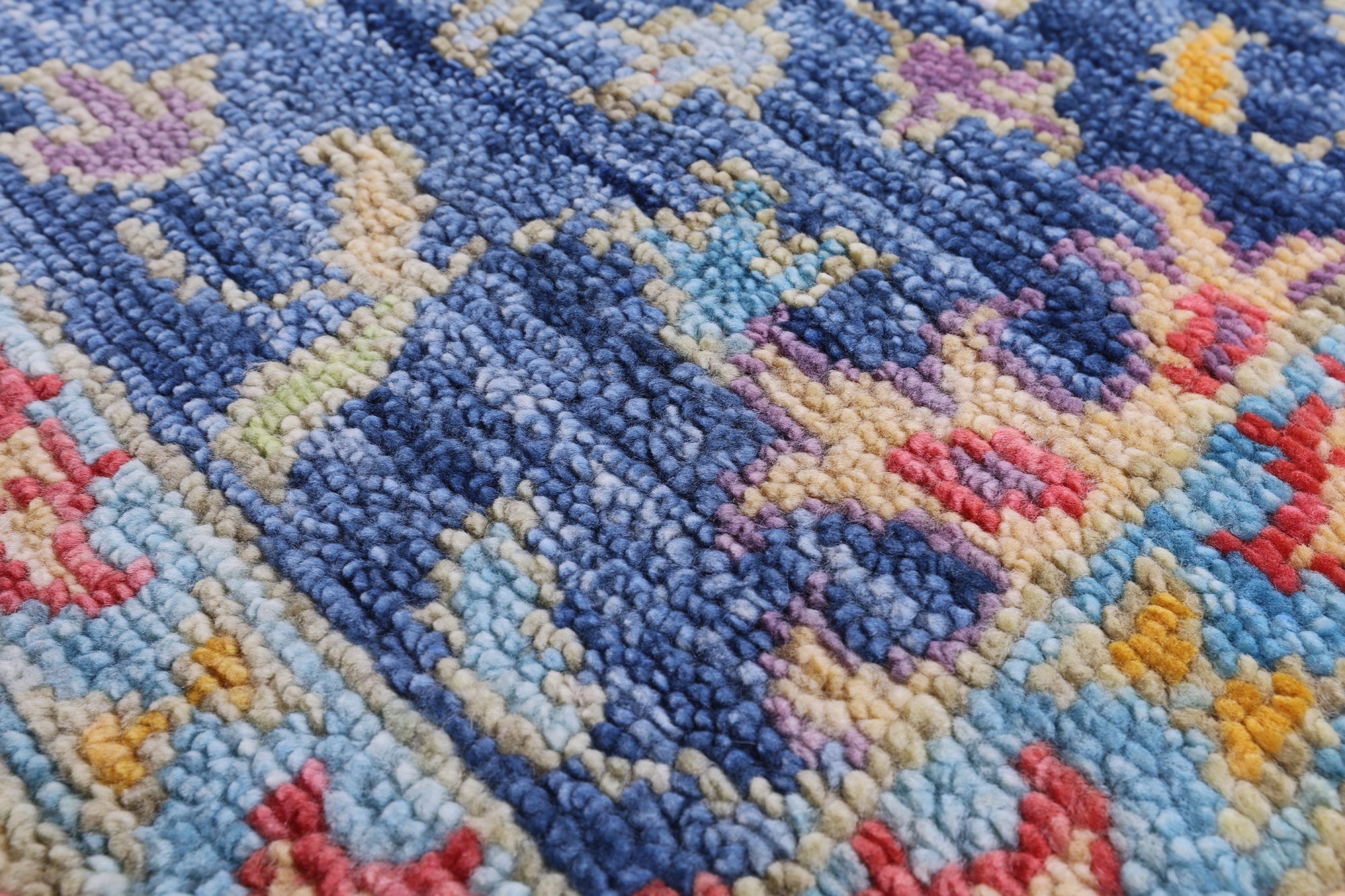 Blue Turkish Oushak Hand Knotted Wool Rug - 7' 11" X 9' 11" - Golden Nile