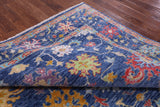 Blue Turkish Oushak Hand Knotted Wool Rug - 7' 11" X 9' 11" - Golden Nile