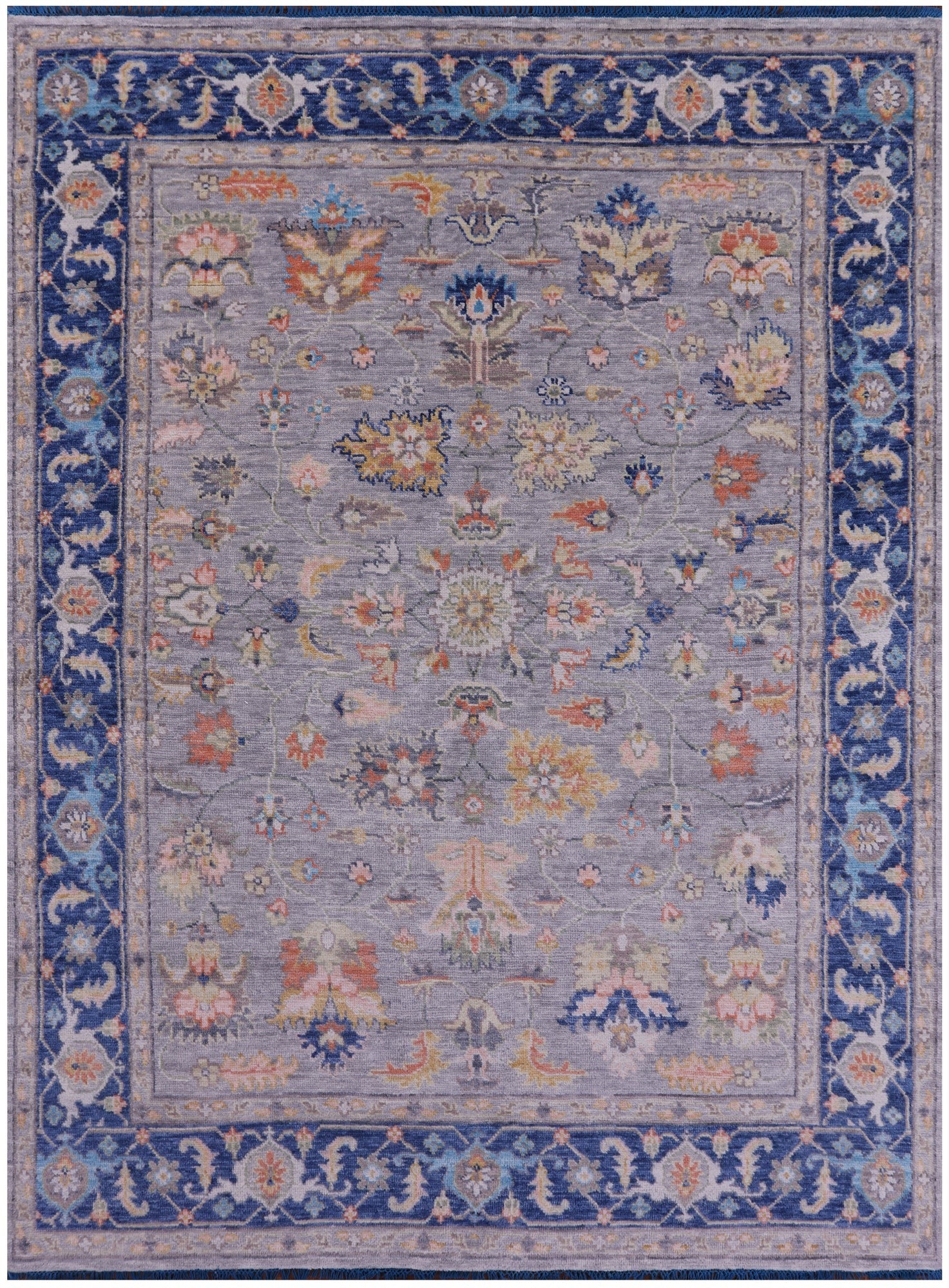 Grey Turkish Oushak Hand Knotted Wool Rug - 7' 11" X 10' 10" - Golden Nile