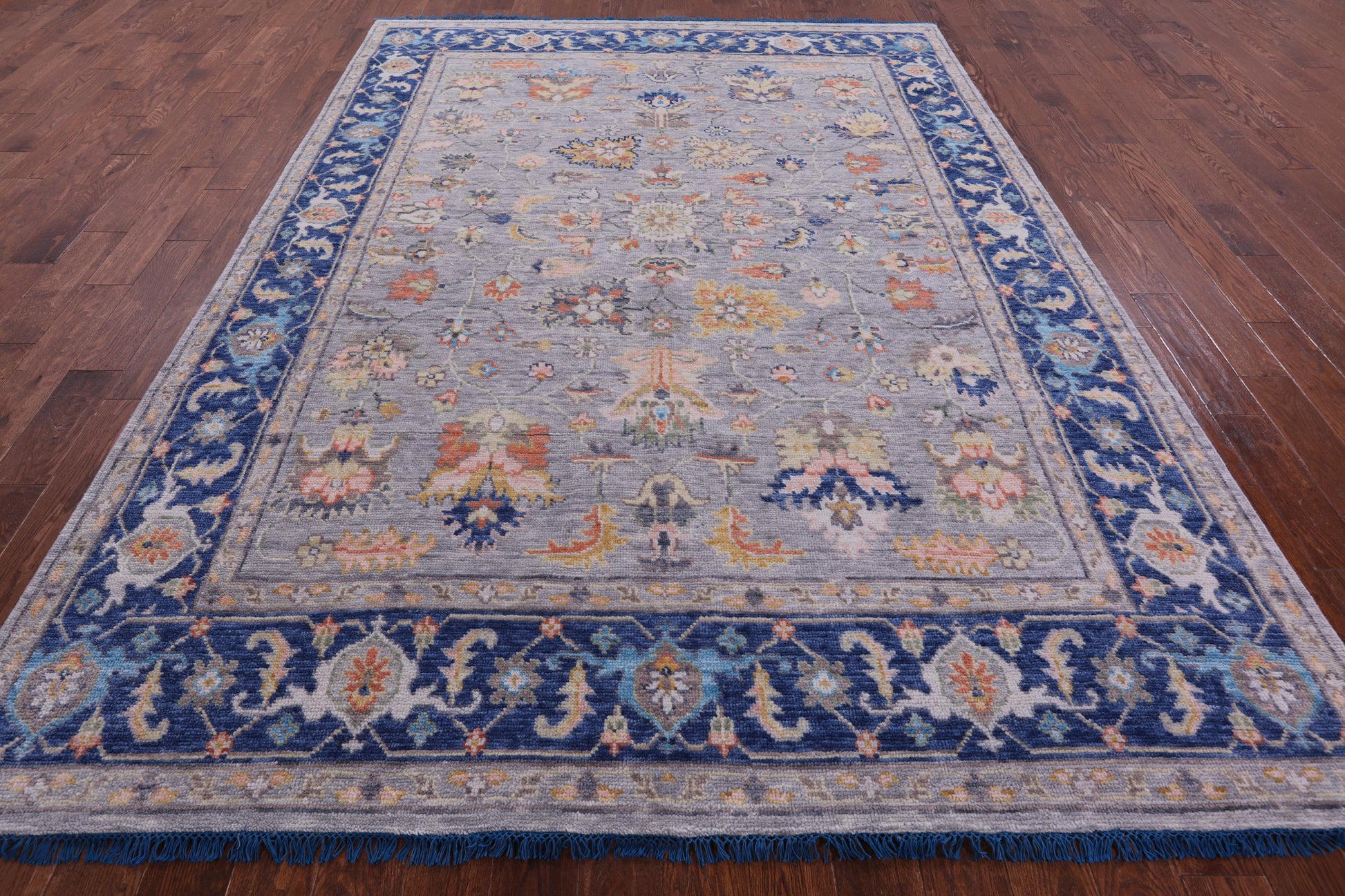 Grey Turkish Oushak Hand Knotted Wool Rug - 7' 11" X 10' 10" - Golden Nile