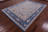 Grey Turkish Oushak Hand Knotted Wool Rug - 7' 11" X 10' 10" - Golden Nile