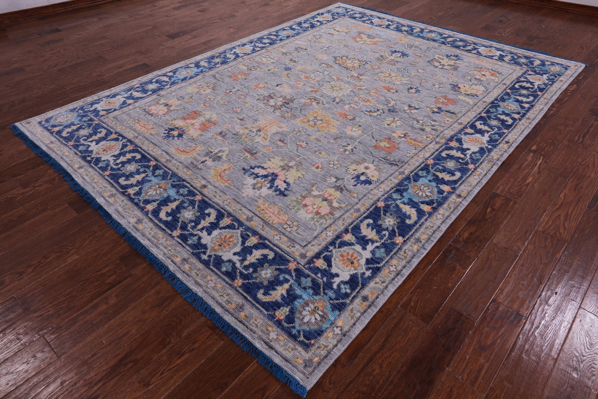 Grey Turkish Oushak Hand Knotted Wool Rug - 7' 11" X 10' 10" - Golden Nile
