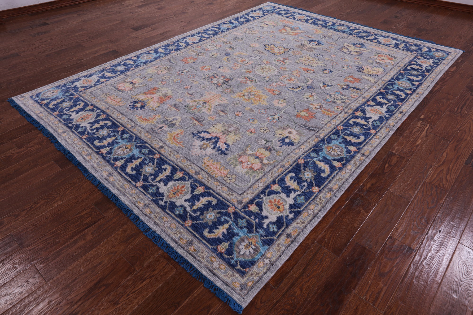 Grey Turkish Oushak Hand Knotted Wool Rug - 7' 11" X 10' 10" - Golden Nile