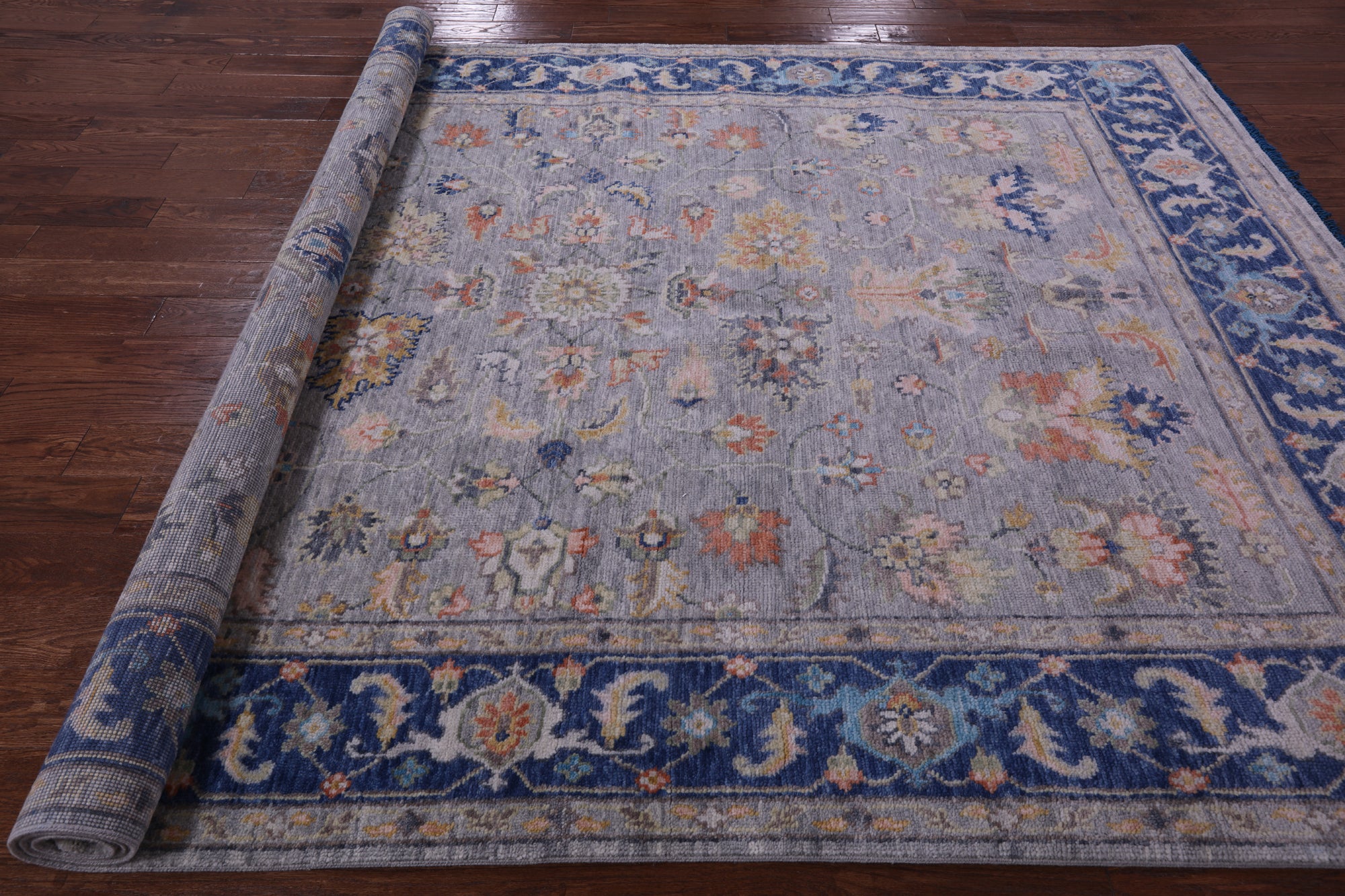 Grey Turkish Oushak Hand Knotted Wool Rug - 7' 11" X 10' 10" - Golden Nile