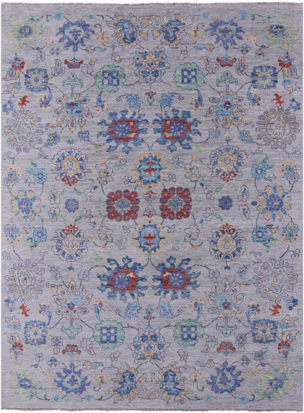 Grey Turkish Oushak Hand Knotted Wool Rug - 9' 10" X 13' 9" - Golden Nile