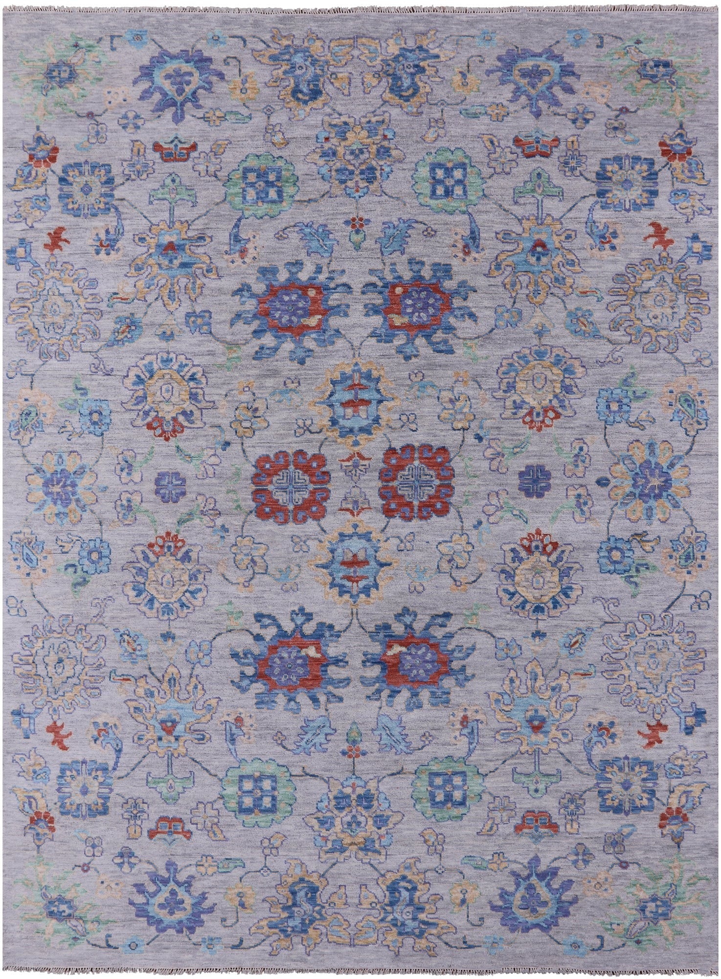 Grey Turkish Oushak Hand Knotted Wool Rug - 9' 10" X 13' 9" - Golden Nile