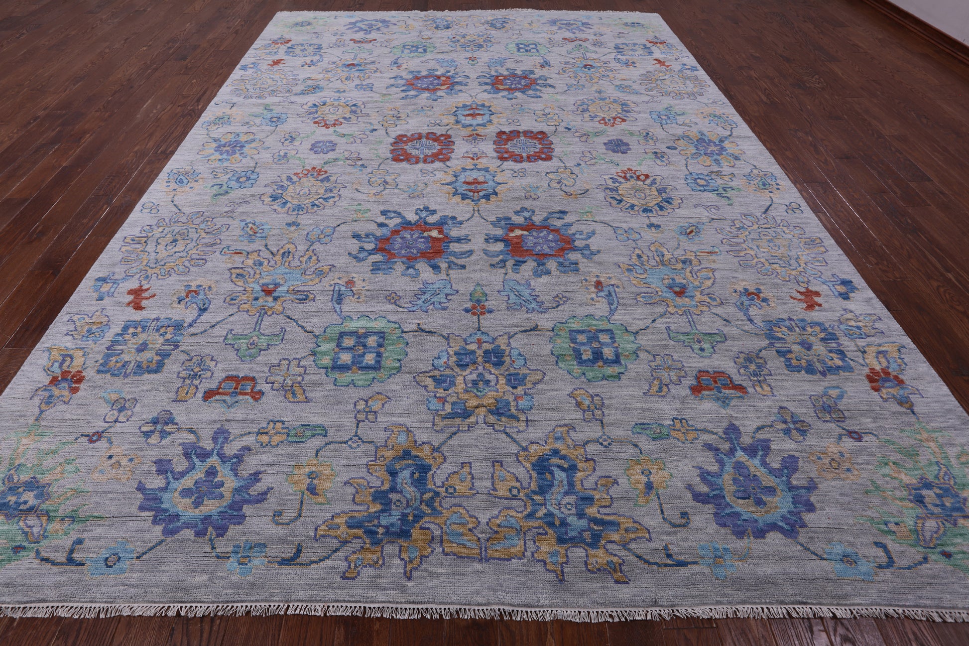 Grey Turkish Oushak Hand Knotted Wool Rug - 9' 10" X 13' 9" - Golden Nile