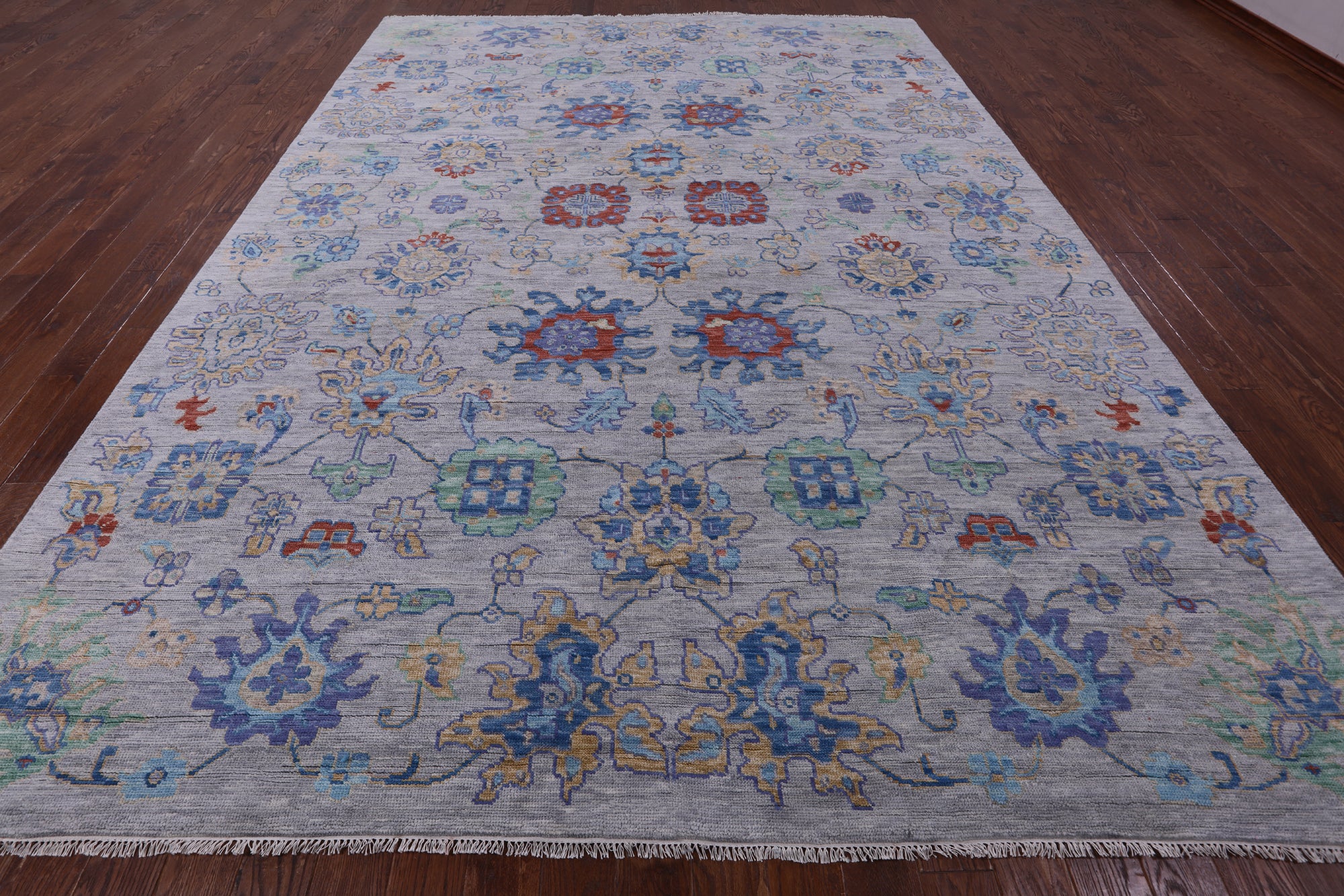Grey Turkish Oushak Hand Knotted Wool Rug - 9' 10" X 13' 9" - Golden Nile