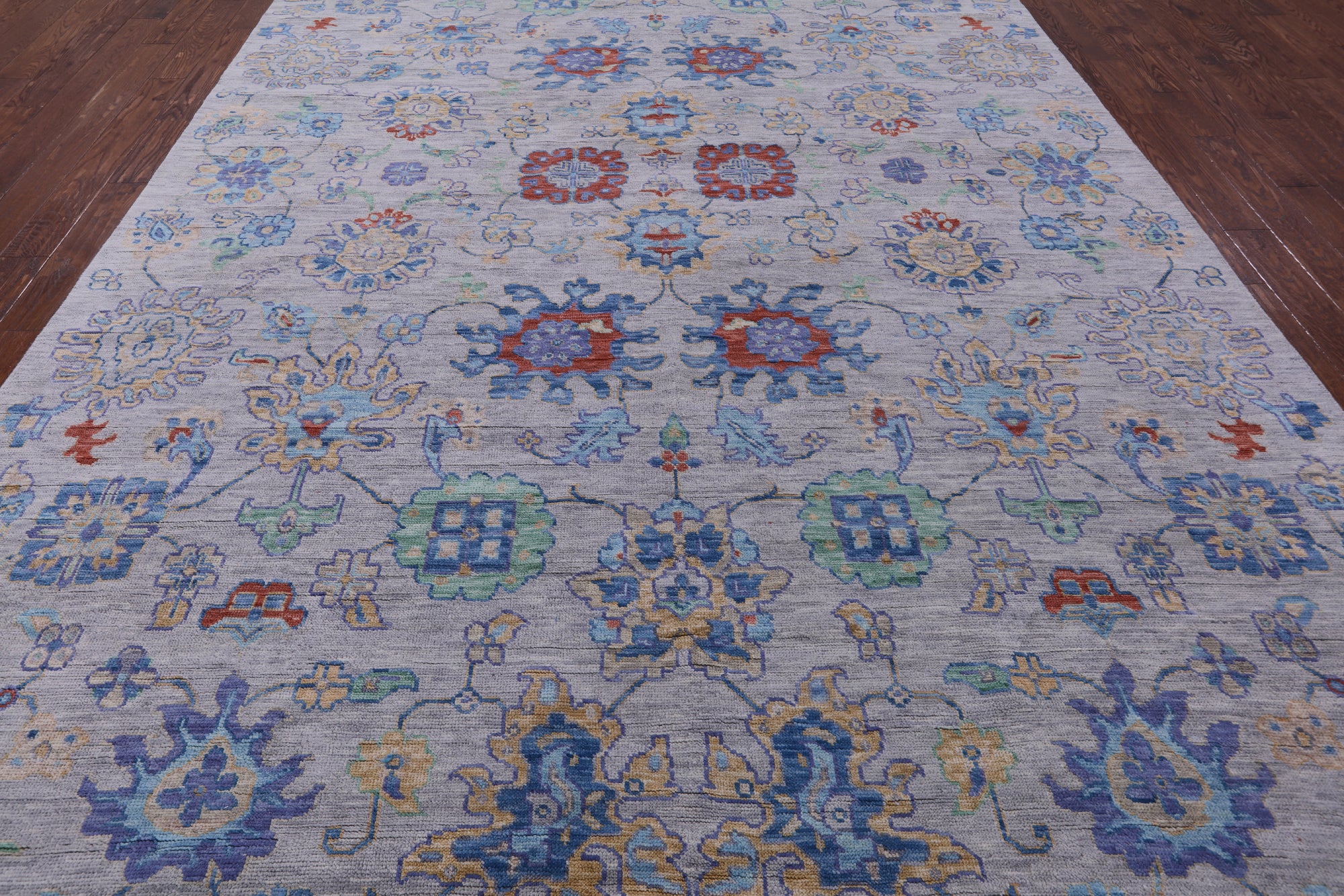 Grey Turkish Oushak Hand Knotted Wool Rug - 9' 10" X 13' 9" - Golden Nile