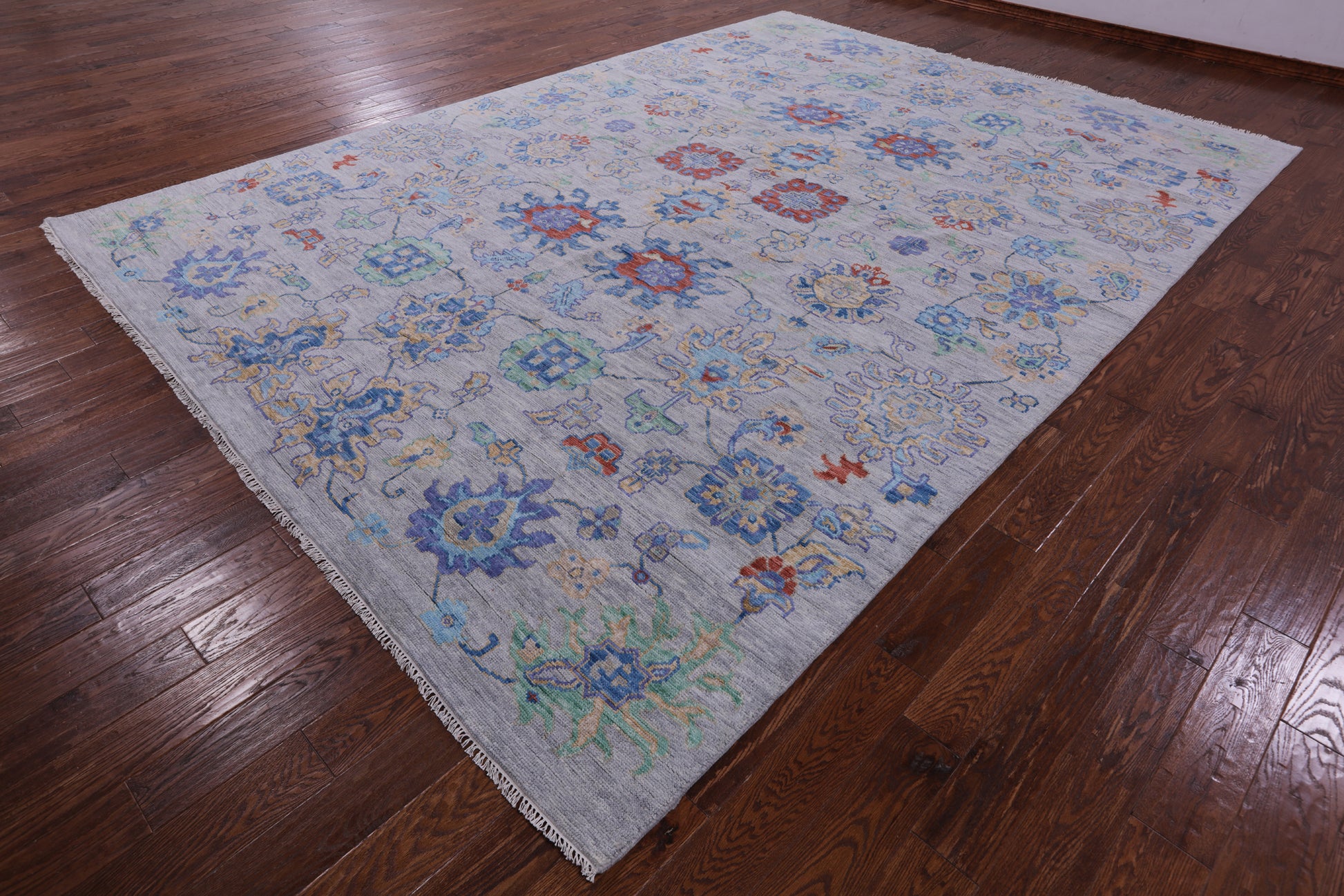 Grey Turkish Oushak Hand Knotted Wool Rug - 9' 10" X 13' 9" - Golden Nile
