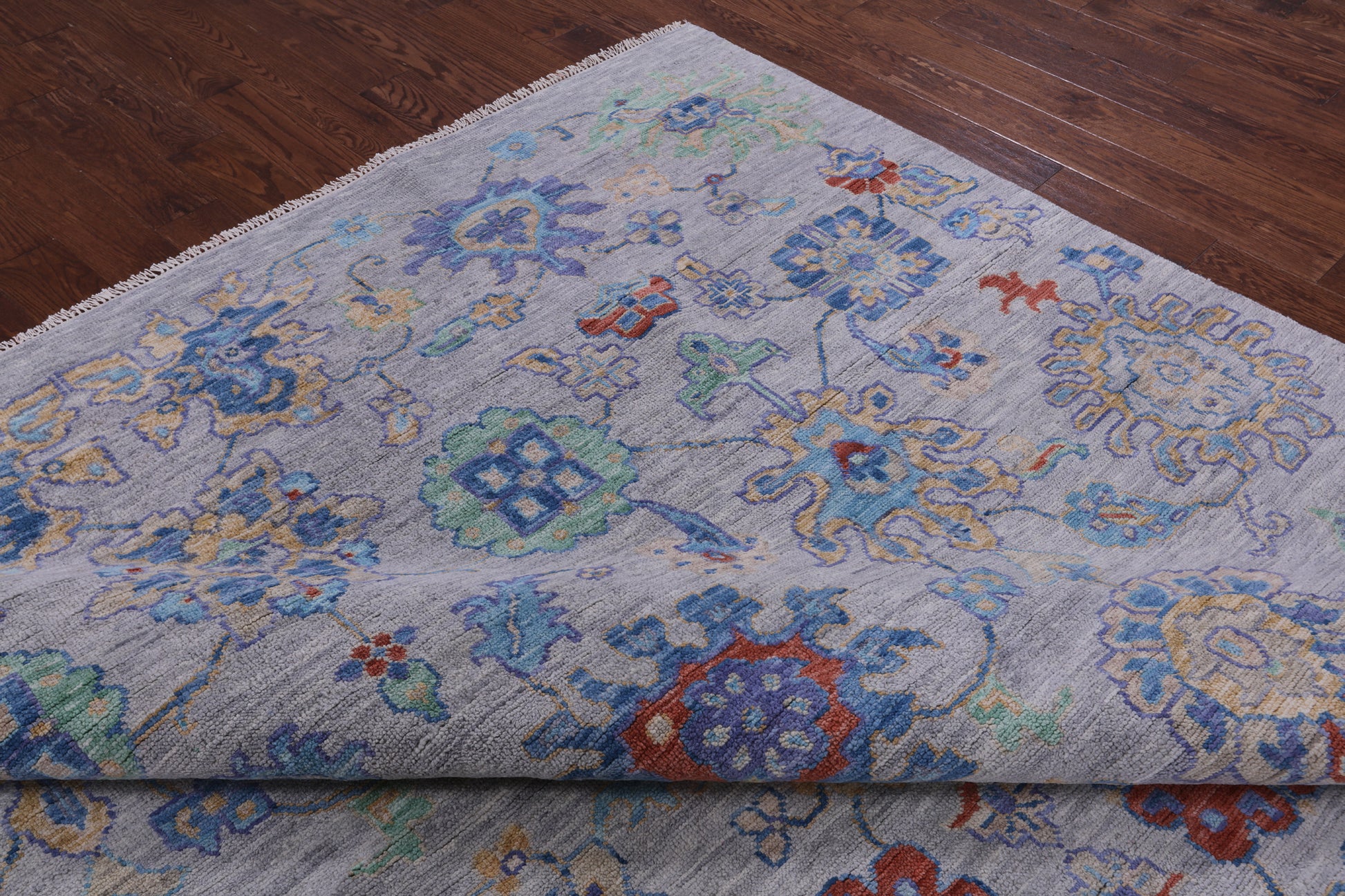 Grey Turkish Oushak Hand Knotted Wool Rug - 9' 10" X 13' 9" - Golden Nile