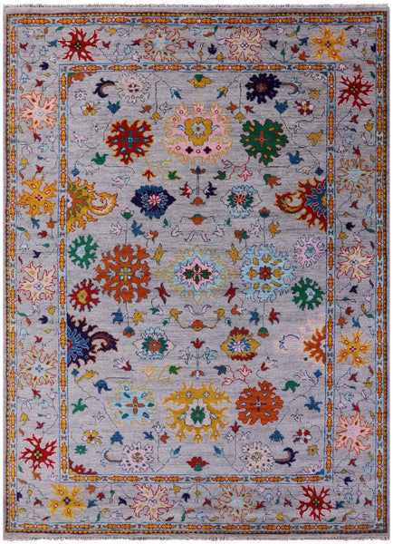Grey Turkish Oushak Hand Knotted Wool Rug - 8' 11" X 12' 5" - Golden Nile