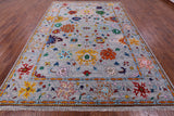 Grey Turkish Oushak Hand Knotted Wool Rug - 8' 11" X 12' 5" - Golden Nile