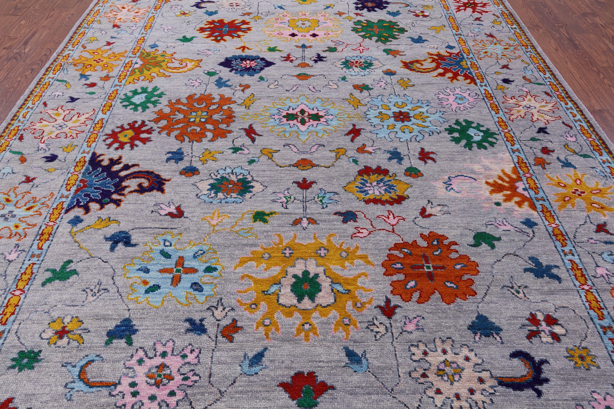 Grey Turkish Oushak Hand Knotted Wool Rug - 8' 11" X 12' 5" - Golden Nile
