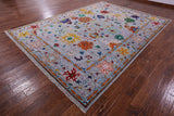 Grey Turkish Oushak Hand Knotted Wool Rug - 8' 11" X 12' 5" - Golden Nile