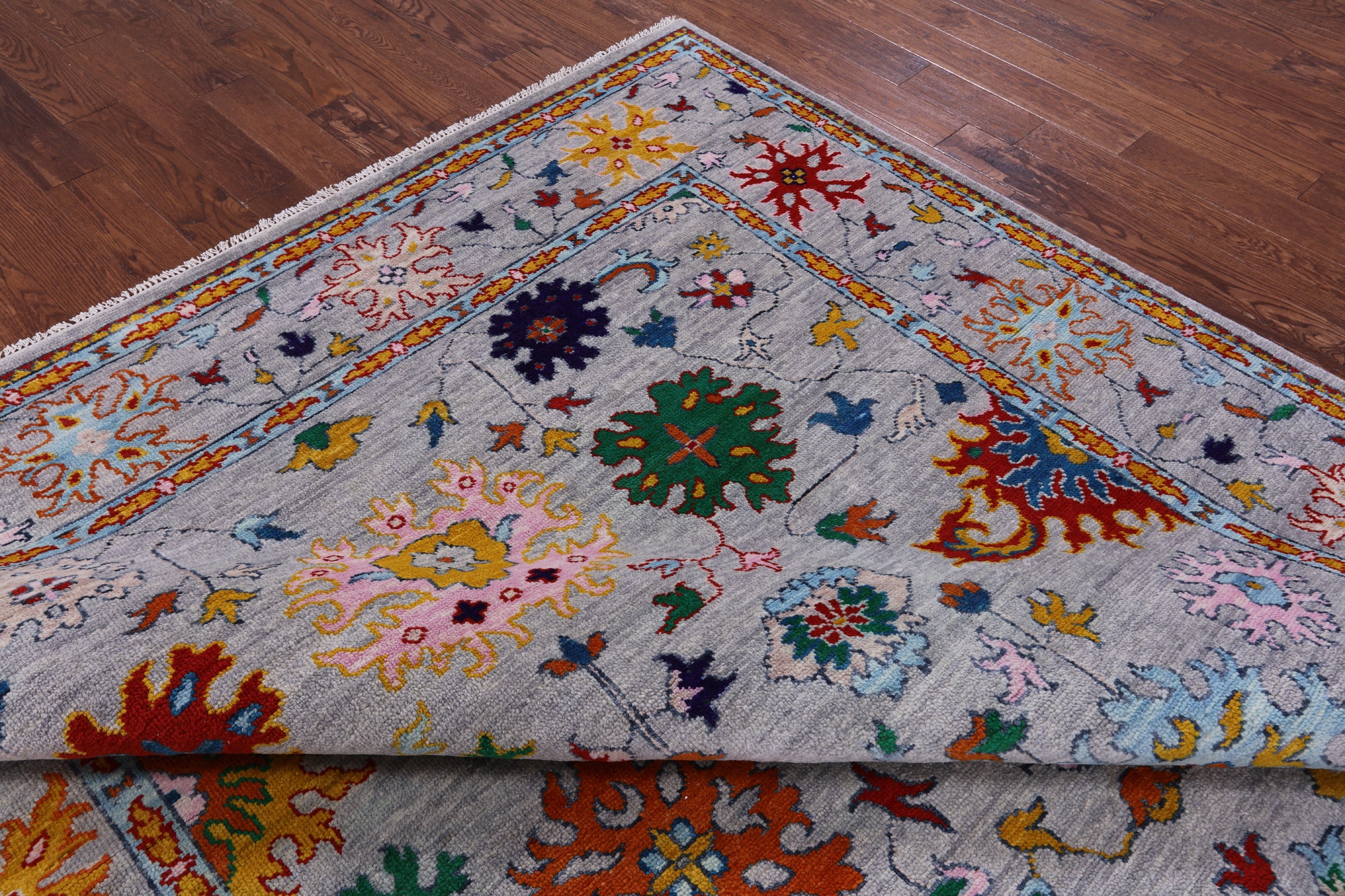 Grey Turkish Oushak Hand Knotted Wool Rug - 8' 11" X 12' 5" - Golden Nile