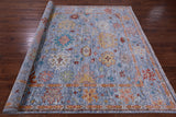 Blue Turkish Oushak Hand Knotted Wool Rug - 8' 0" X 9' 10" - Golden Nile