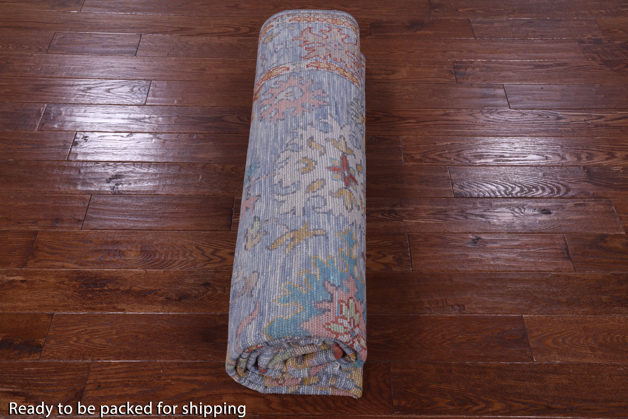 Blue Turkish Oushak Hand Knotted Wool Rug - 8' 0" X 9' 10" - Golden Nile