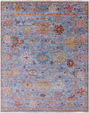 Blue Turkish Oushak Hand Knotted Wool Rug - 8' 0" X 9' 10" - Golden Nile