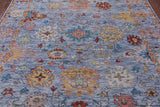 Blue Turkish Oushak Hand Knotted Wool Rug - 8' 0" X 9' 10" - Golden Nile