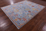 Blue Turkish Oushak Hand Knotted Wool Rug - 8' 0" X 9' 10" - Golden Nile
