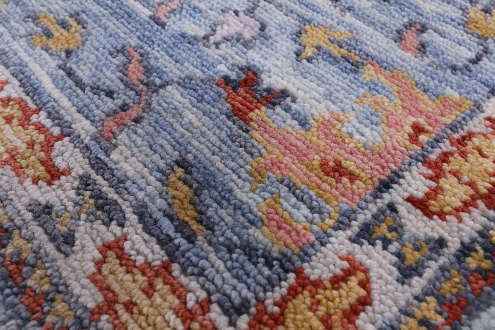 Blue Turkish Oushak Hand Knotted Wool Rug - 8' 0" X 9' 10" - Golden Nile