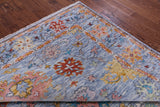 Blue Turkish Oushak Hand Knotted Wool Rug - 8' 0" X 9' 10" - Golden Nile