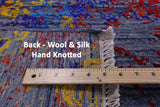 Abstract Modern Hand Knotted Wool & Silk Rug - 9' 1" X 12' 3" - Golden Nile