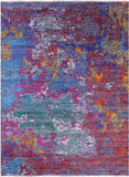 Abstract Modern Hand Knotted Wool & Silk Rug - 9' 1" X 12' 3" - Golden Nile