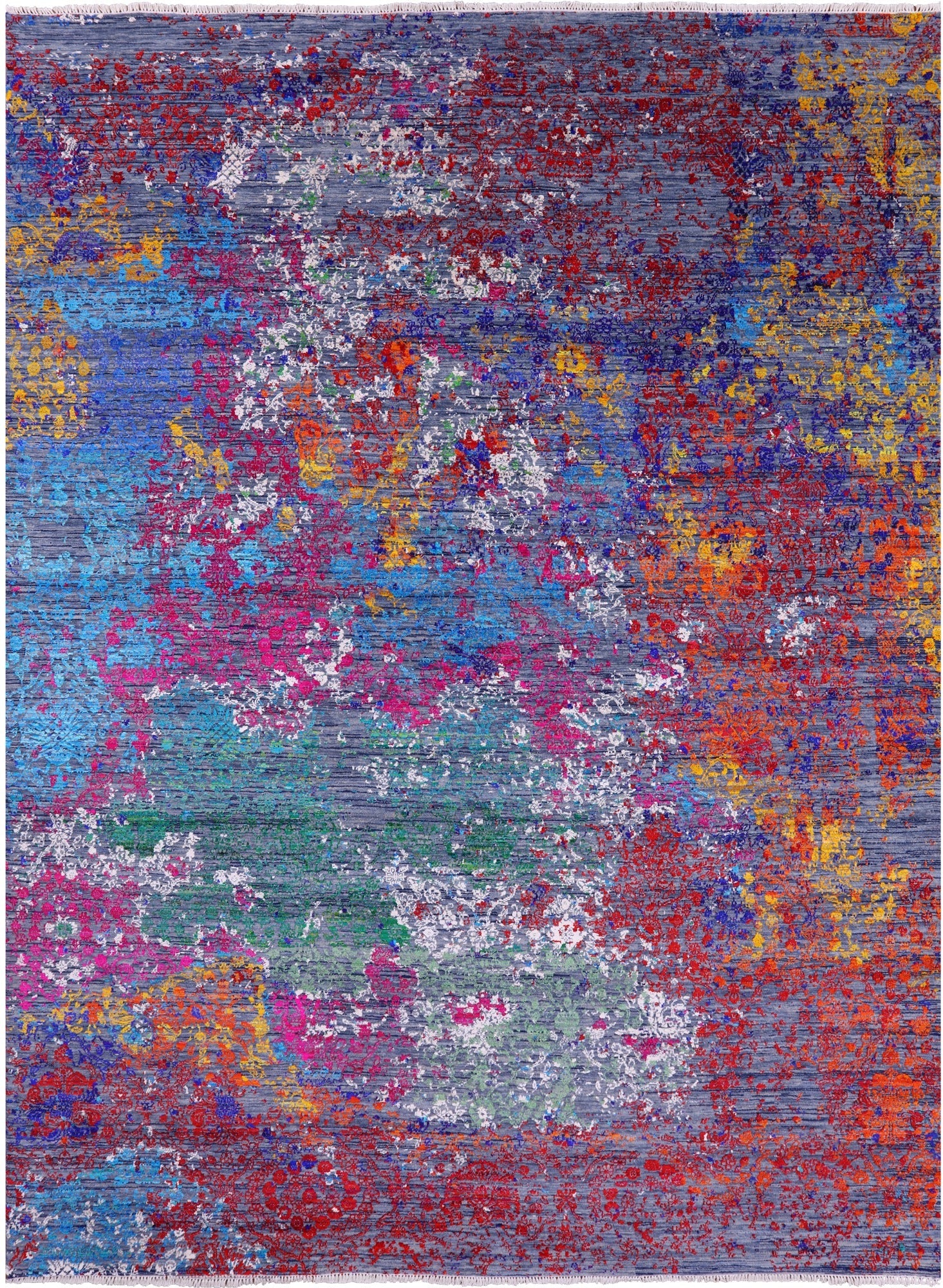 Abstract Modern Hand Knotted Wool & Silk Rug - 9' 1" X 12' 3" - Golden Nile