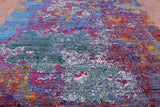 Abstract Modern Hand Knotted Wool & Silk Rug - 9' 1" X 12' 3" - Golden Nile