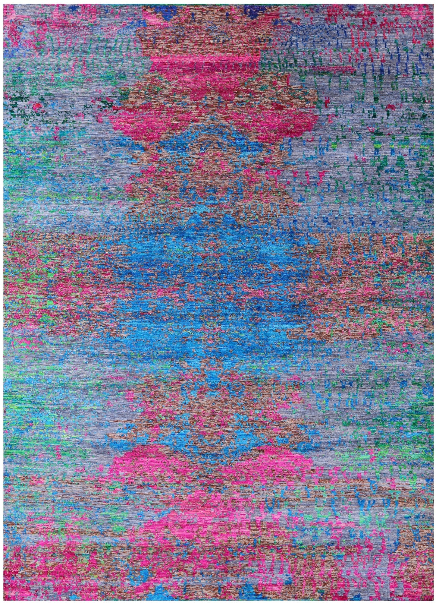 Abstract Contemporary Handmade Wool & Silk Rug - 8' 10" X 11' 11" - Golden Nile