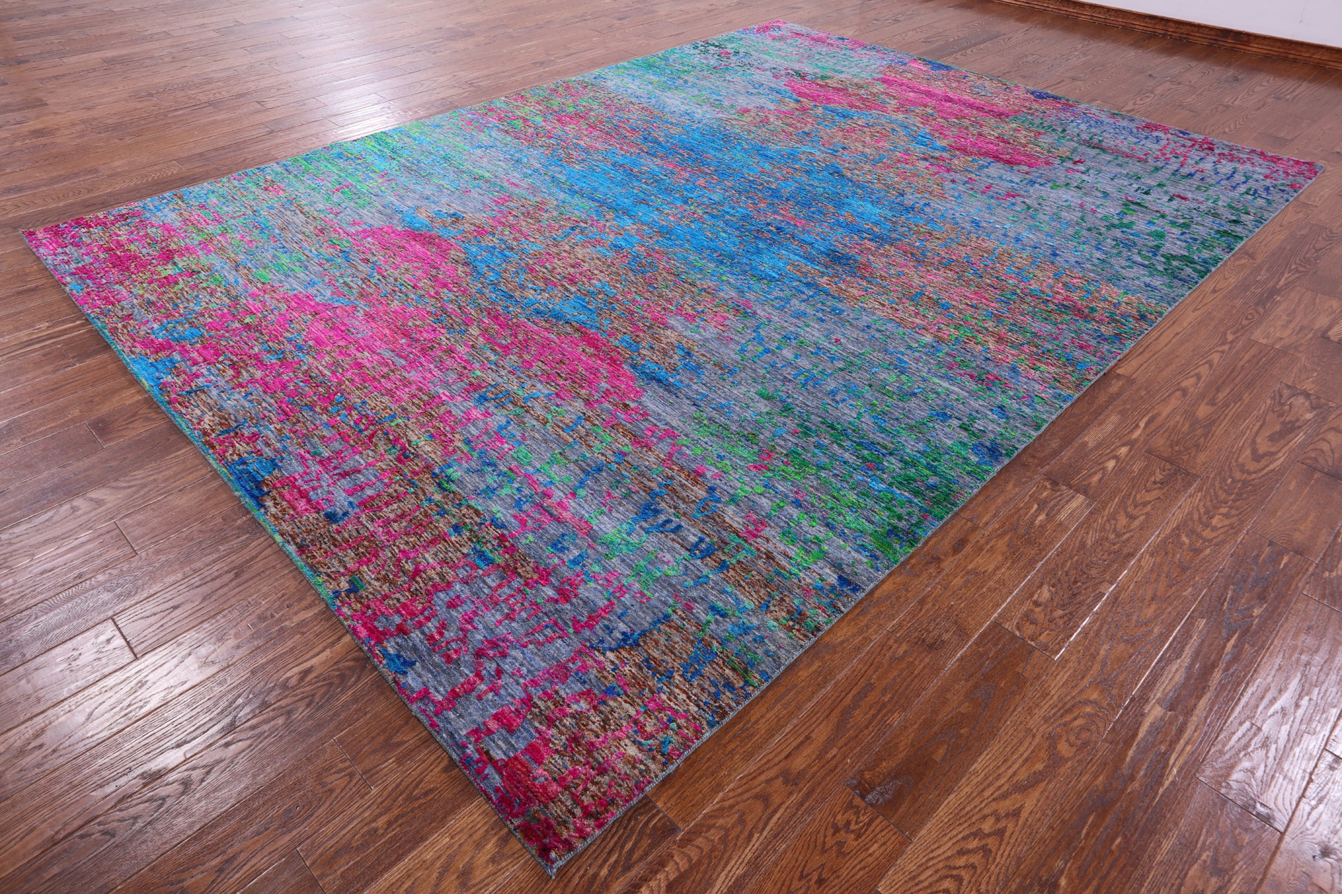 Abstract Contemporary Handmade Wool & Silk Rug - 8' 10" X 11' 11" - Golden Nile