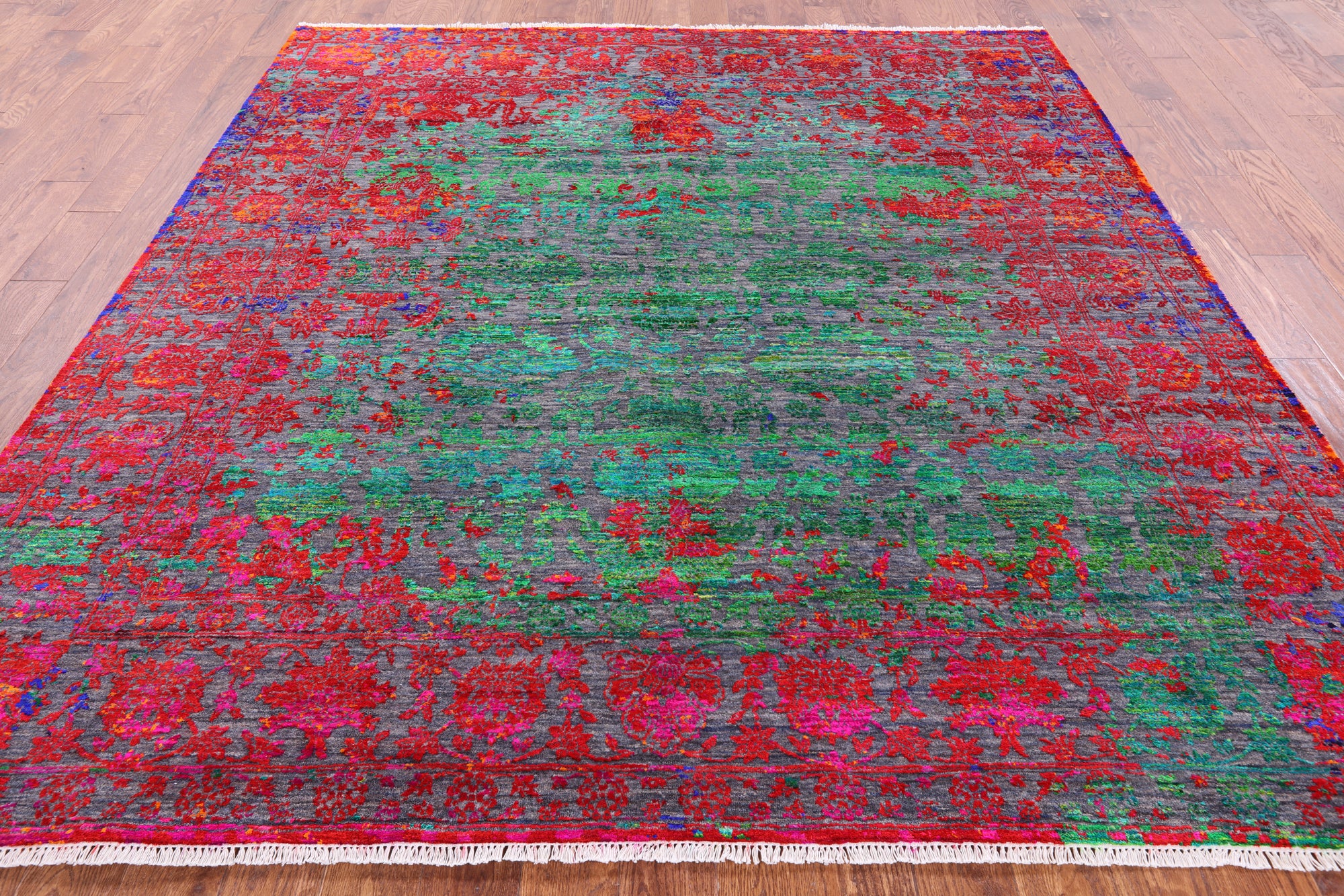 Persian Hand Knotted Wool & Silk Rug - 8' 0" X 8' 7" - Golden Nile