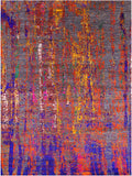 Abstract Modern Hand Knotted Wool & Silk Rug - 8' 10" X 12' 5" - Golden Nile