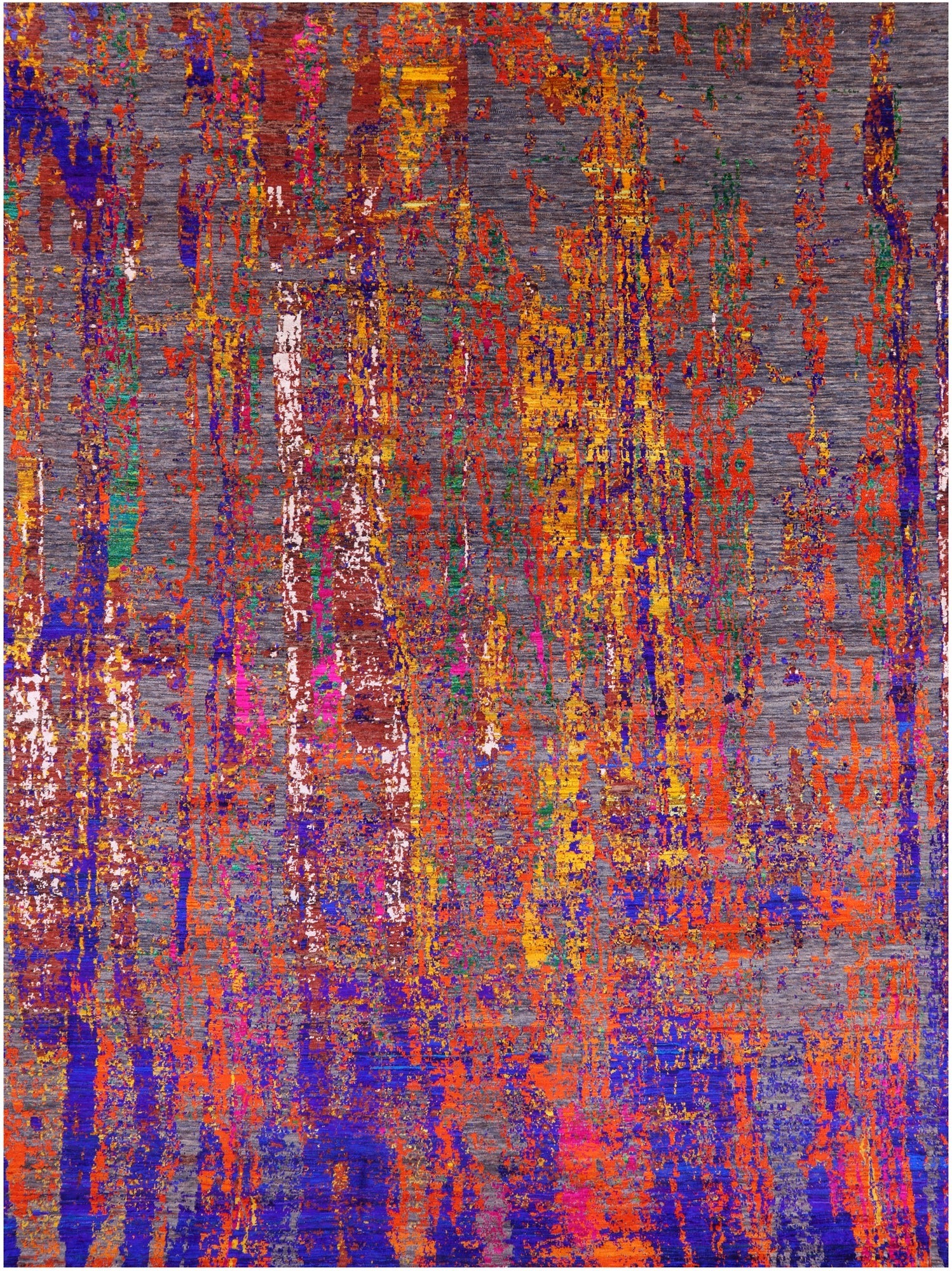Abstract Modern Hand Knotted Wool & Silk Rug - 8' 10" X 12' 5" - Golden Nile