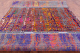Abstract Modern Hand Knotted Wool & Silk Rug - 8' 10" X 12' 5" - Golden Nile
