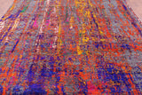 Abstract Modern Hand Knotted Wool & Silk Rug - 8' 10" X 12' 5" - Golden Nile