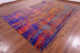 Abstract Modern Hand Knotted Wool & Silk Rug - 8' 10" X 12' 5" - Golden Nile