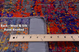 Abstract Modern Hand Knotted Wool & Silk Rug - 8' 10" X 12' 5" - Golden Nile