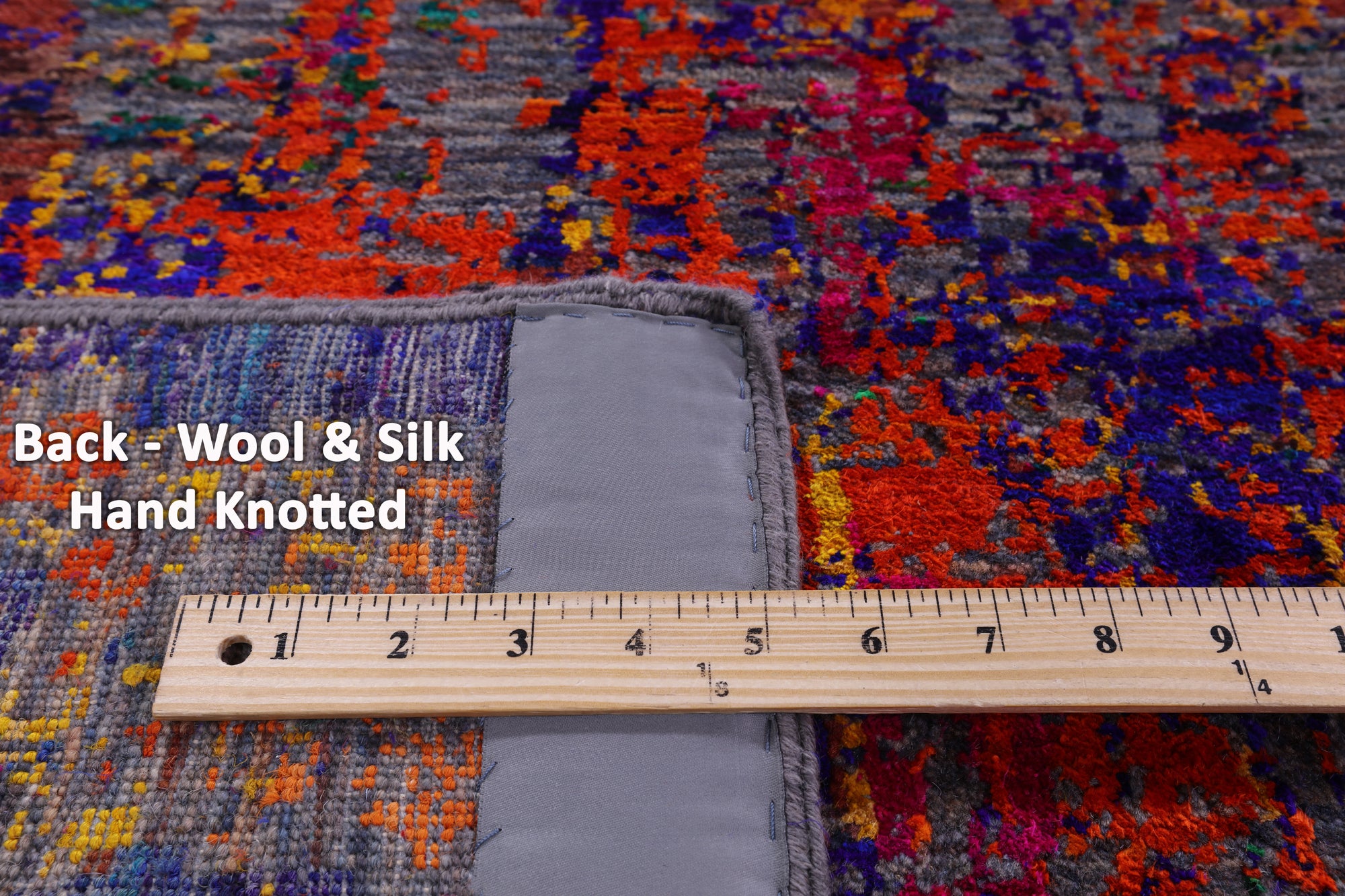Abstract Modern Hand Knotted Wool & Silk Rug - 8' 10" X 12' 5" - Golden Nile